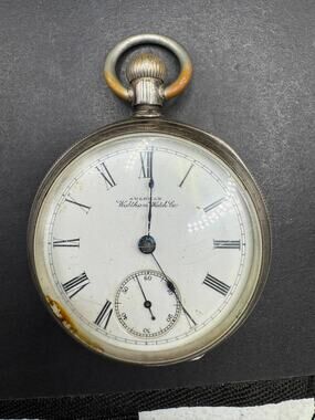 Vintage American Waltham Watch Co. Sterling Silver Pocket Watch Roman Numerals
